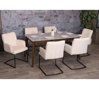 Mendler Lot de 6 chaises Cantilever HWC-N60 Öko-Tex MVG crème-Beige