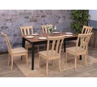 Lot de 6 chaises de salle à manger HWC-G46, chaise de cuisine, tissu/textile, bois massif structure couleur naturelle, beige
