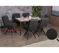 Mendler Chaises de salle à manger HWC-G66 - Lot de 6 pivotantes Auto-Position bouclé MVG gris foncé