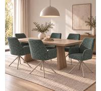 Mendler Lot de 6 chaises de Salle à Manger HWC-G67, pivotantes, piètement crème, Vert