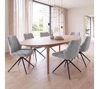 Mendler Lot de 6 chaises de Salle à Manger HWC-O48, chaises de Cuisine, pivotantes avec Retour Automatique, Tissu Chenille (410 g/m²) certifié Oeko-Tex - Gris Clair