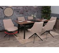 Mendler Lot de 6 chaises de Salle à Manger HWC-O48 Chenille (320g/m²) Oeko-Tex Beige