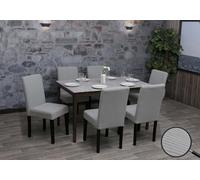 Lot de 6 chaises de salle à manger Littau, chaise de cuisine à dossier haut, tissu/textile Velours Bois gris clair, pieds foncés