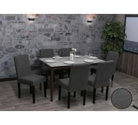 Mendler Lot de 6 chaises de salle à manger Littau – Bois, velours gris foncé, pieds foncés