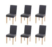 Mendler Lot de 6 chaises de Salle à Manger Littau Similicuir, Gris Mat, Pieds clairs