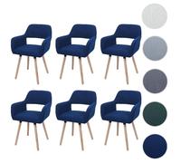 Mendler Lot de 6 Chaises HWC-A50 II - Velours Bleu