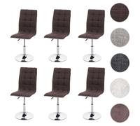 Mendler Lot de 6 Chaises HWC-C41 Tissu Brun
