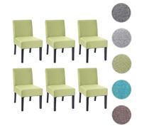 6x chaise de salle à manger HWC-F61, fauteuil lounge, tissu/textil vert