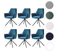 Mendler Lot de 6 Chaises HWC-G67 - Turquoise Velours
