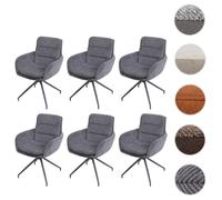 Lot de 6 chaises de salle à manger HWC-K32, chaise de cuisine fauteuil chaise, pivotante position auto, tissu/textile velours côtelé gris