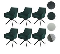 Lot de 6 chaises de salle à manger HWC-L91, chaise de cuisine accoudoir pivotant Auto-Position tissu/textile vert