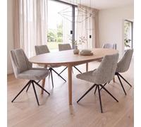 Mendler Lot de 6 chaises HWC-O48, pivotantes avec Retour Automatique Chenille - crème