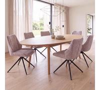 Mendler Lot de 6 chaises HWC-O48, pivotantes avec Retour Automatique Chenille - Rose