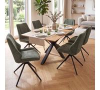 Mendler Lot de 6 chaises HWC-O48, pivotantes avec Retour Automatique Chenille - Vert