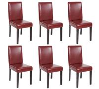 Lot de 6 chaises de séjour Littau simili-cuir, brun rouge, pieds foncés