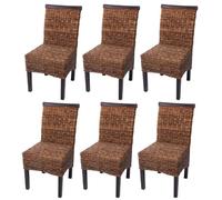 Mendler Lot de 6 chaises M45, Banane tressée, 47x54x93cm - Pieds foncés, sans Coussin