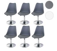 6x chaise pivontante Malmö T501, hauteur réglable, cuir synthétique gris foncé
