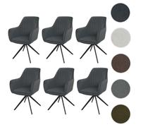 Lot de 6 chaises de salle à manger HWC-L79, chaise de cuisine fauteuil chaise avec accoudoirs, pivotante Auto-Position tissu/textile anthracite