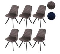 Lot de 6 chaises de salle à manger HWC-K25, chaise de cuisine, métal velours brun foncé