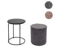 Mendler Lot de poufs et table - Gris