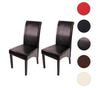 2x chaise de salle à manger cuir noir et pieds foncés