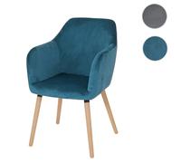 Chaise De Salle À Manger Malmö T381, Rétro Velours, Bleu Pétrole
