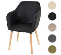 Chaise de séjour / salle à manger Malmö T381 / style rétro des années 50 similicuir, noir