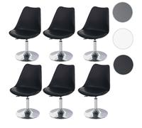 Mendler Lot de 6 chaises pivotantes Malmö T501, hauteur réglable, similicuir noir, pied chromé