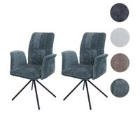 Mendler Lot de 2 chaises de Salle à Manger HWC-N99 avec accoudoirs Chenille Bleu-Vert
