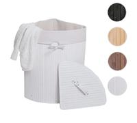 Mendler Panier à linge d’angle bambou - Blanc