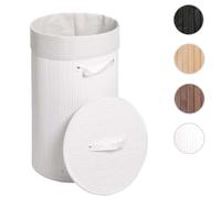 Mendler Panier à linge rond bambou - Blanc