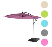 Mendler Parasol Acerra – Ø 3 m inclinable polyester/acier 11 kg – lavande-rouge avec support