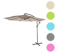 Acerra, parasol, protection solaire, Ø 3m inclinable, polyester/acier 11kg ~ sable-beige sans support