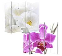 Mendler Paravent/cloison de séparation M68, 5 pans - 200x180cm, Motif orchidée