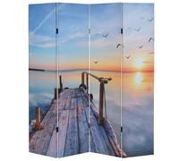Mendler Paravent/cloison de séparation T234, 4 pans - Motif Coucher de Soleil 180x160cm