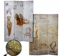Mendler Paravent Vintage 3 panneaux scintillant rétro Multicolore 180x120 cm