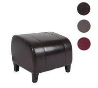 Mendler Tabouret pouf en cuir EMMEN 37x45x47 cm Marron