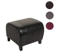 Mendler Pouf EMMEN carré en cuir 39x45x47 cm - Noir
