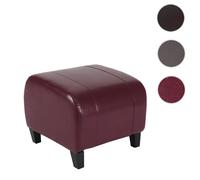 Mendler Tabouret Pouf Cuir EMMEN, 39x45x47cm - Rouge