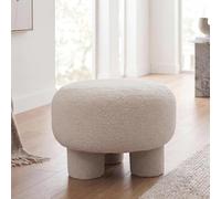 Mendler Pouf HWC-Q49, Pouf Ottoman rembourré, Tissu bouclé (200 g/m²) 55 cm - crème