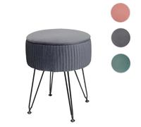 Mendler Pouf rond en velours - Gris clair