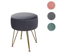 Mendler Pouf rond en velours - Gris clair
