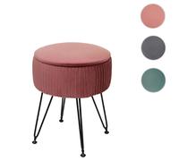Mendler Pouf rond en velours - Rose