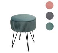 Mendler Pouf rond en velours - Vert