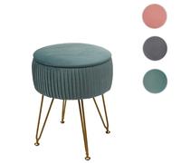 Mendler pouf rond en velours - Vert or