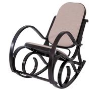 Mendler Rocking-Chair, Fauteuil à Bascule M41 - Imitation Noyer, Tissu Beige