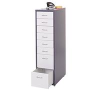 Mendler Roll Container Boston T851, 110x28x41cm 8 tiroirs - Gris foncé Blanc