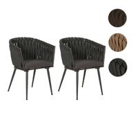 Mendler Lot de 2 chaises de jardin HWC‑N38, aluminium, corde Olefin anthracite, coussin gris foncé