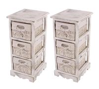 Mendler Set de 2 commodes shabby - Blanc