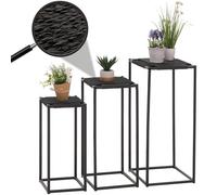 Mendler Set de 3 Tables à Fleurs HWC-N70 métal Corde à Papier Anthracite